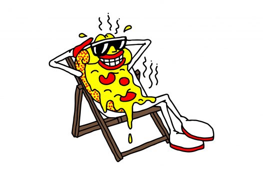 Crispy Crust Pizza Logo auf Liegestuhl