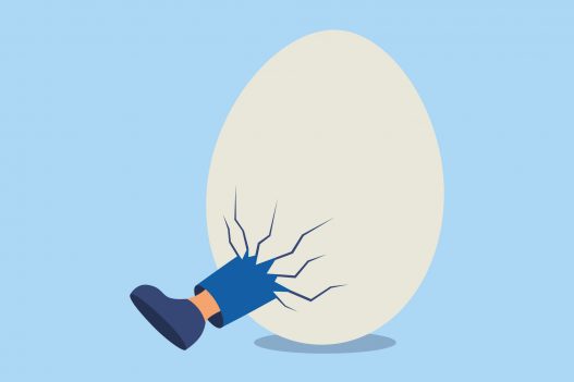 FWF Illustration Fuß tritt aus Ei