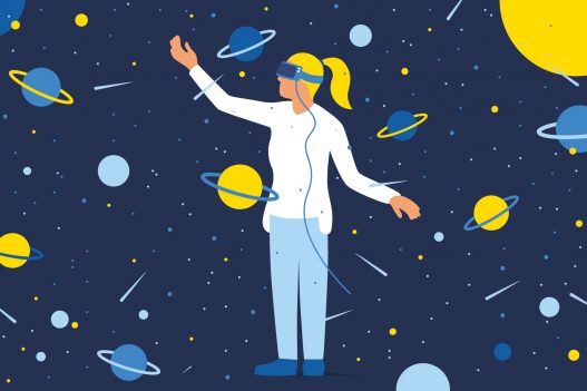 FWF Illustration Frau und Planeten